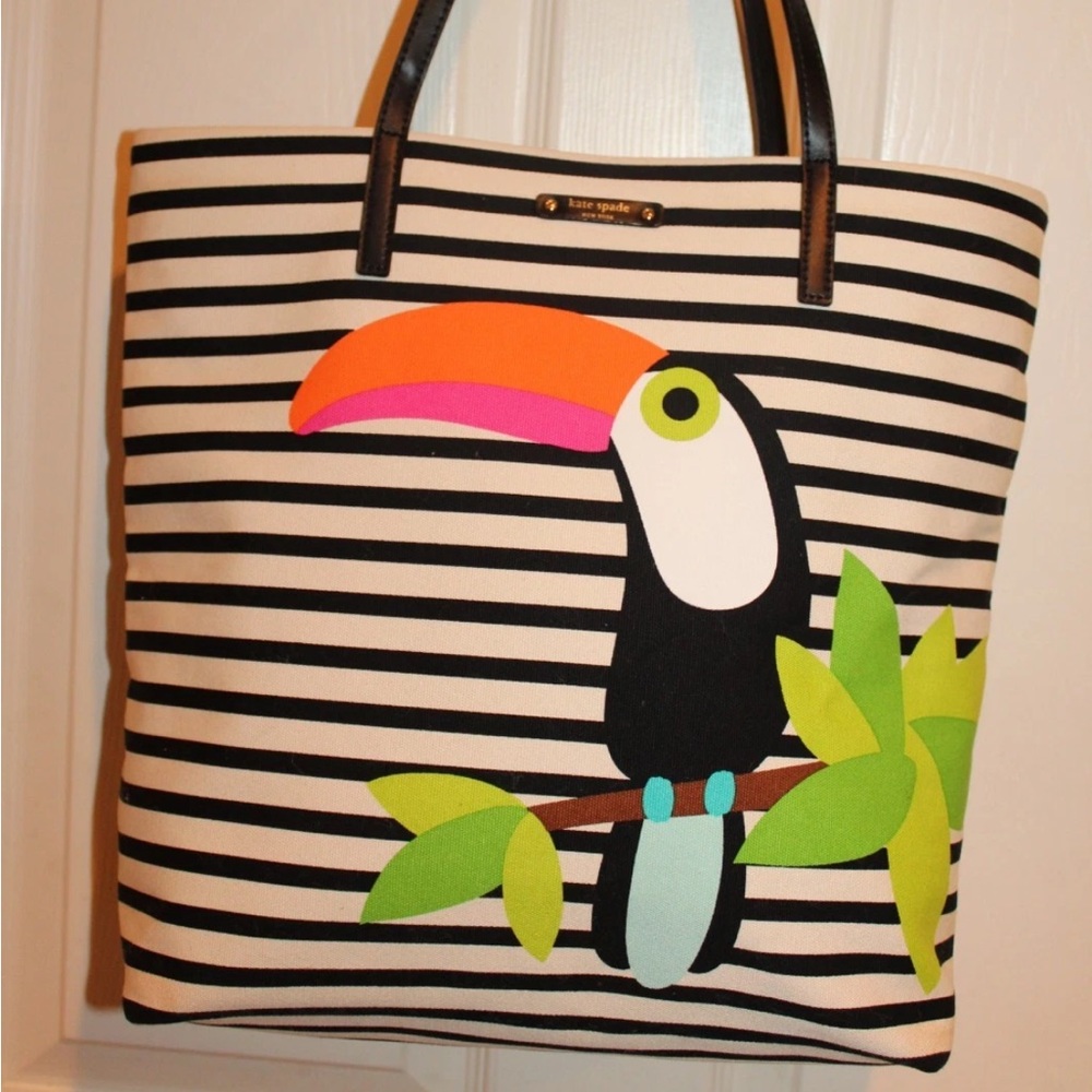 Kate Spade Striped Tote with Toucan Design